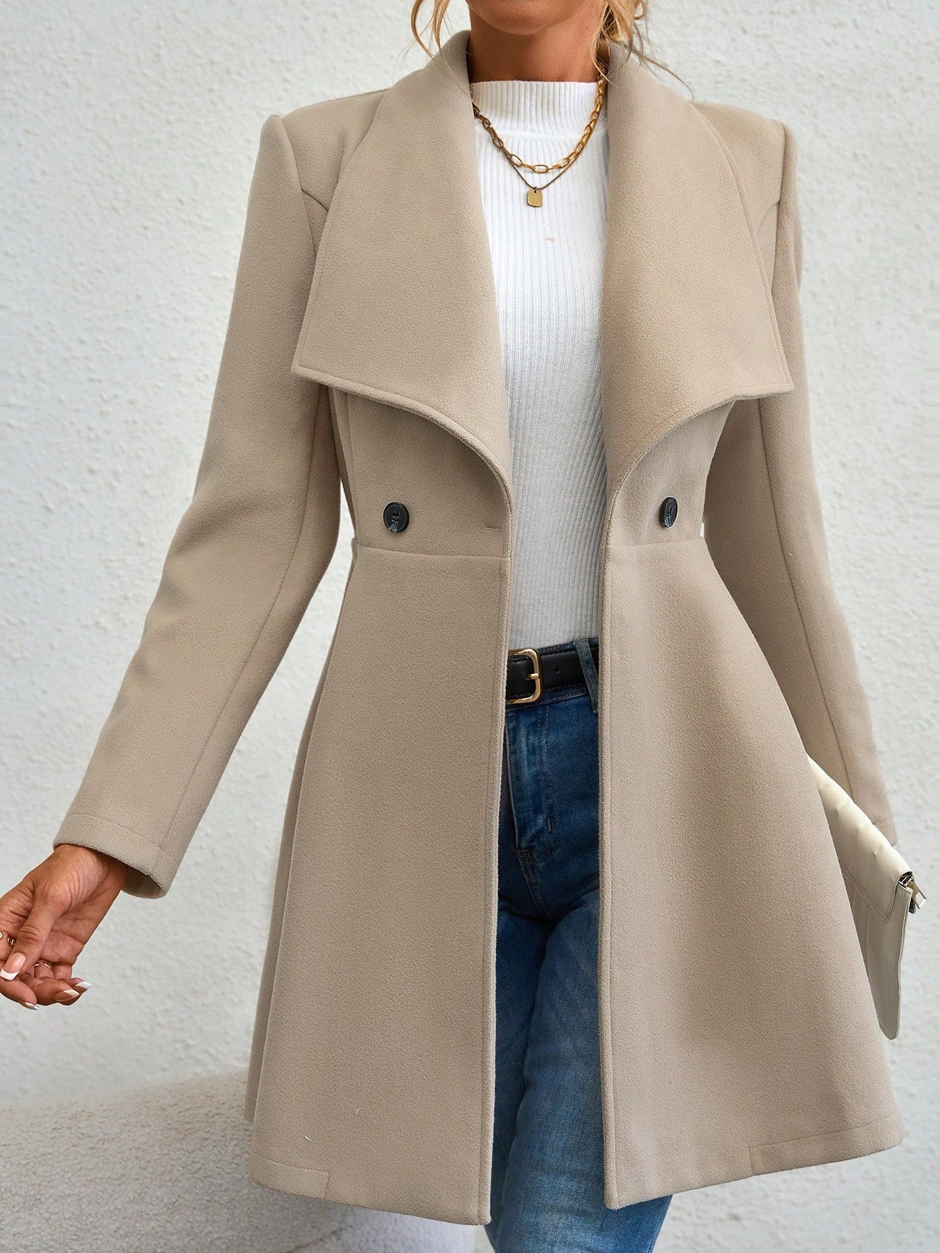 Ardnt Waterfall Collar Double Button Overcoat