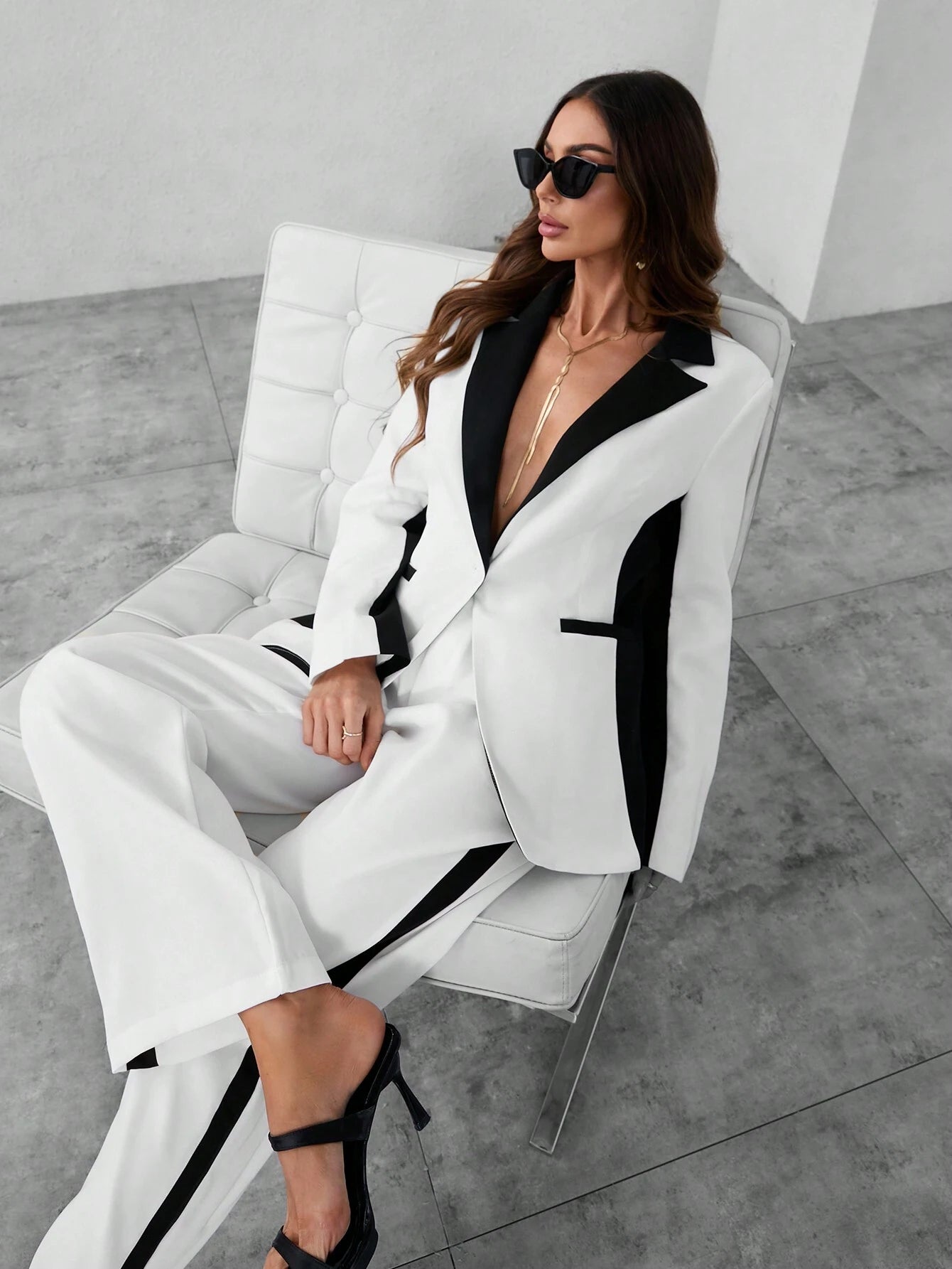 Privé Women'S Contrast Color Formal Suit Set