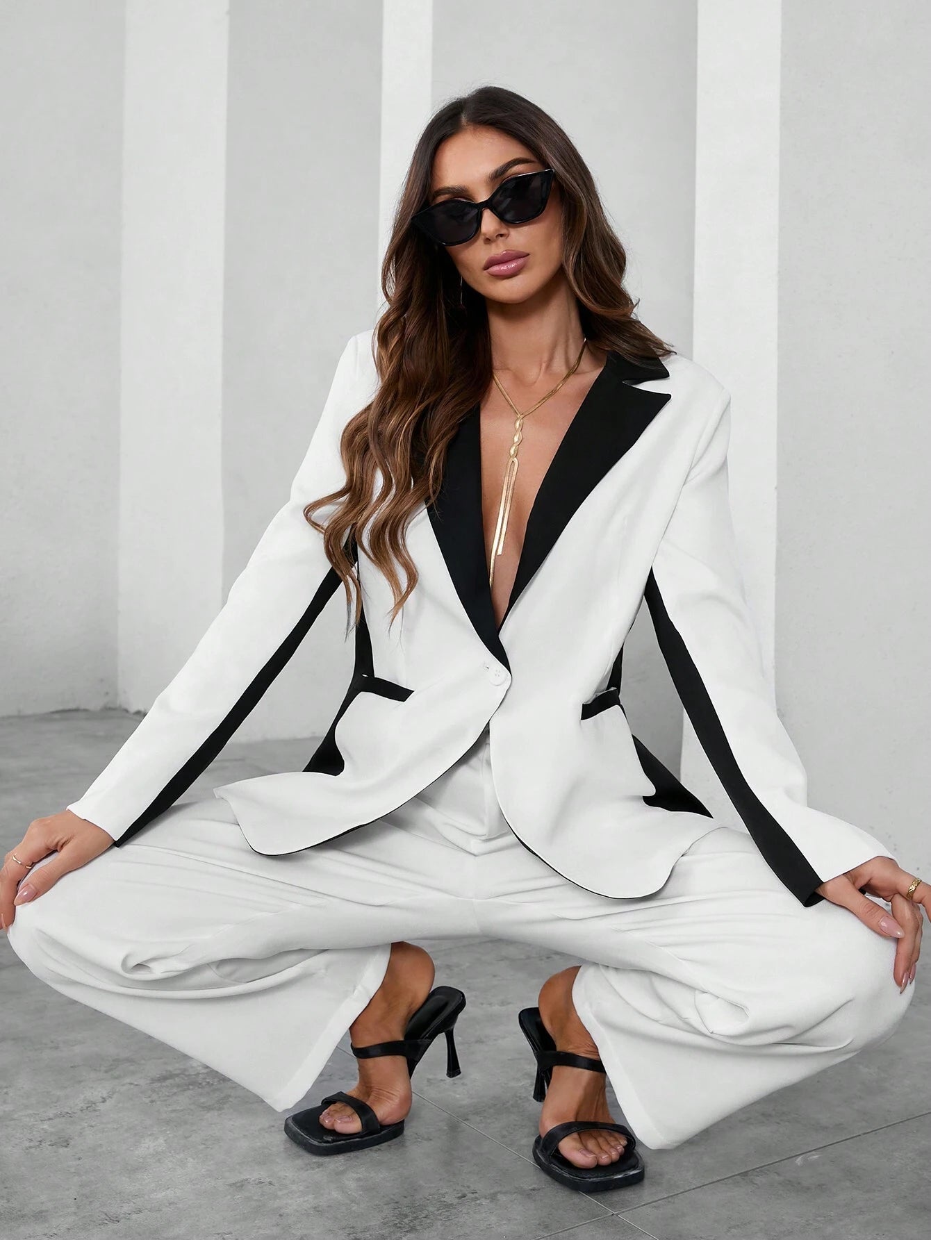 Privé Women'S Contrast Color Formal Suit Set